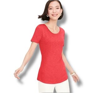 NWT TALBOTS Cotton Modal Back Detail Tee - Solid Patio Red Plus 1X